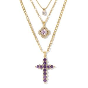 Vanessa Mooney Gold and Purple Layered Necklace Set